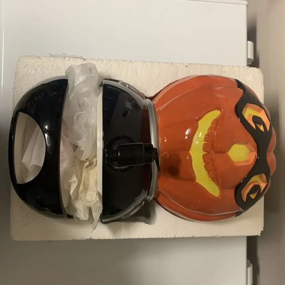 RARE Dept 56 Pumpkin Cider Drink Dispenser Masked Jack O Lantern Halloween 2008